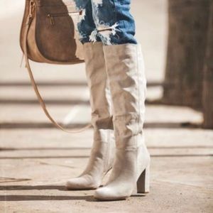 Vici Journal Faux Suede Heeled Boot in Size 6